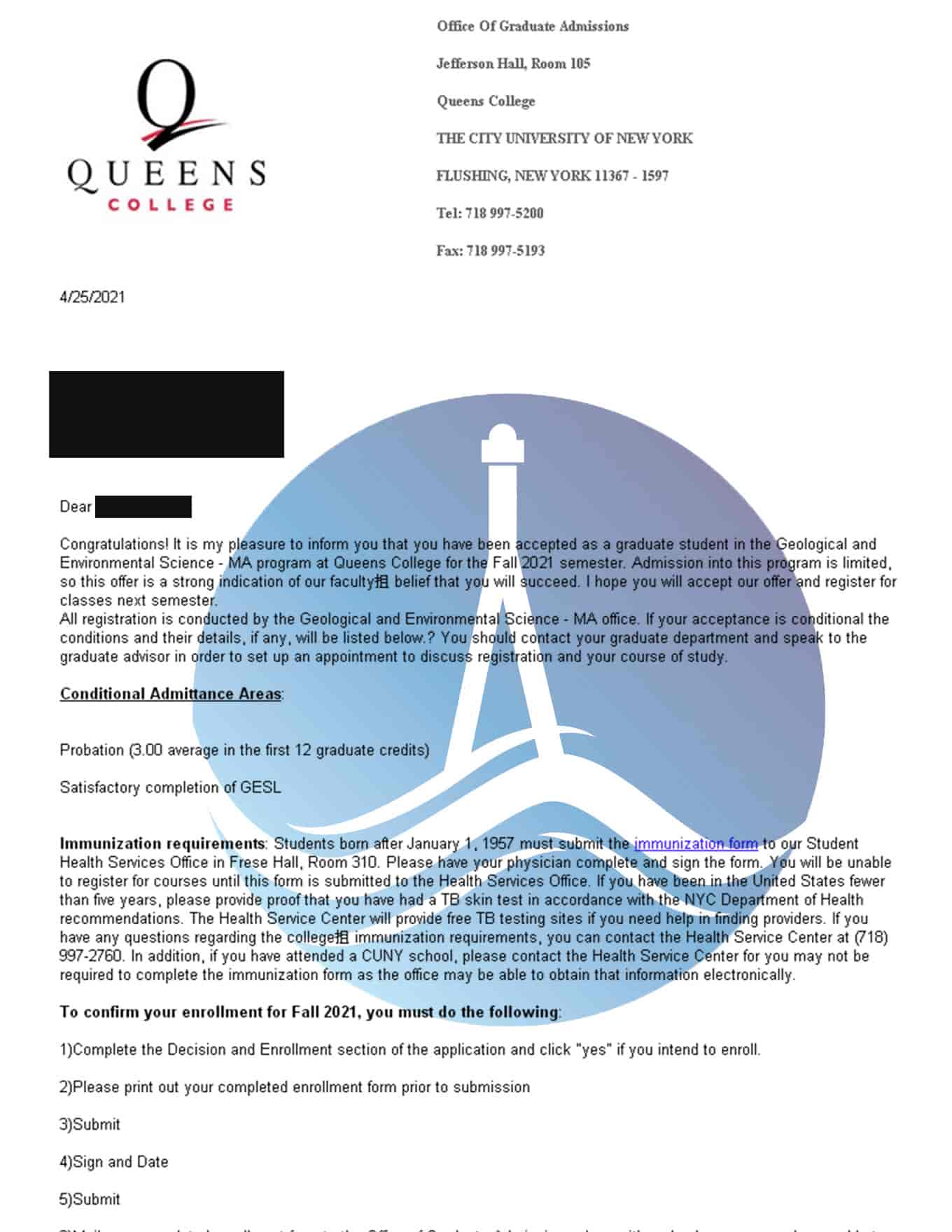 紐約女王學院Offer